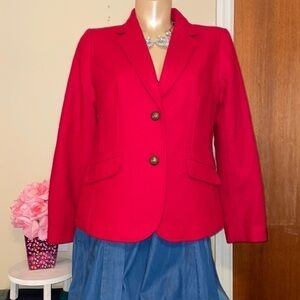 Talbots women’s coat 8 medium jacket Red wool blend jacket peacoat red button up